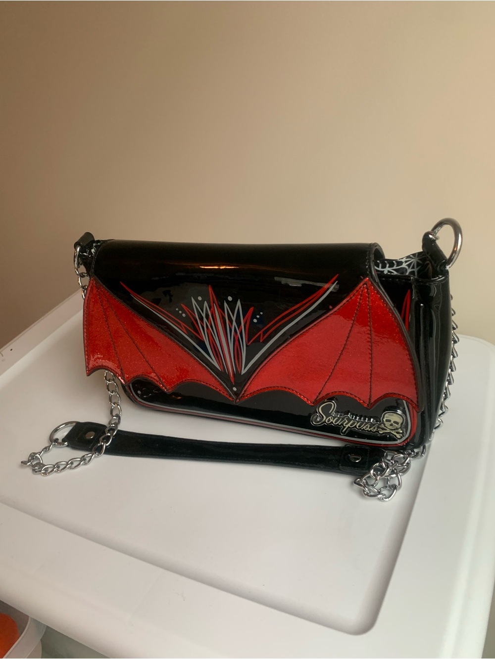 Sourpuss Bat Wing Purse – Hand Pinstriped One-of-a-Kind Custom Piece - Picture 8 of 8